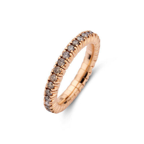 Leon Martens flexibele alliance ring in roségoud met bruine diamant Leon Martens Juwelier