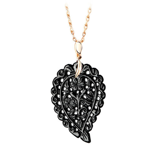 Tamara Comolli India Leaf hanger in roségoud met onyx Leon Martens Juwelier