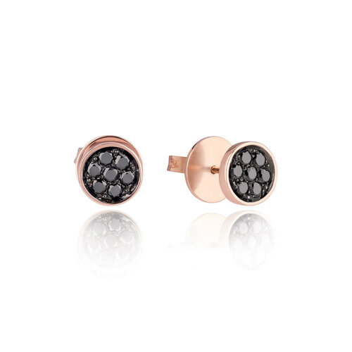 Chantecler Paillettes oorstekers in roségoud met zwarte diamant Leon Martens Juwelier