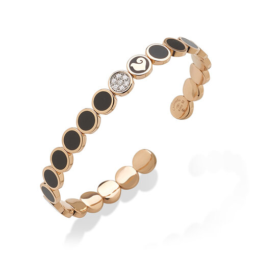Chantecler Paillettes armband in roségoud met diamant en zwarte emaille Leon Martens Juwelier