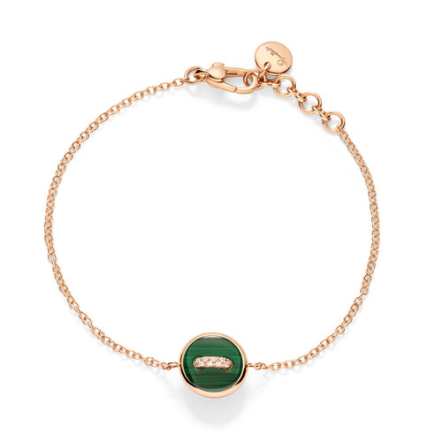 Pomellato Pom Pom Dot armband in roségoud met malachiet, parelmoer en diamant Leon Martens Juwelier