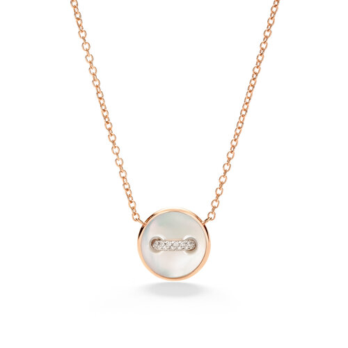 Pomellato Pom Pom Dot collier in roségoud met parelmoer en diamant Leon Martens Juwelier