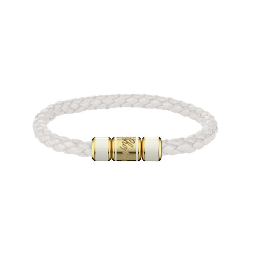 Chopard Signature armband in wit lamsleder met verguld staal Leon Martens Juwelier