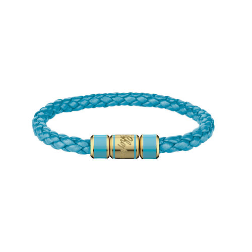 Chopard Signature armband in turquoise lamsleder met verguld staal Leon Martens Juwelier