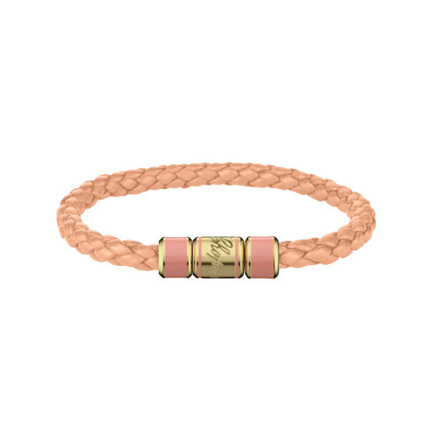 Chopard Signature armband in peach lamsleder met verguld staal Leon Martens Juwelier