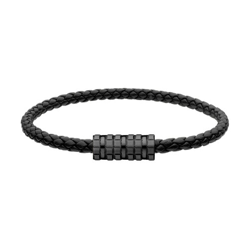 Chopard Ice Cube armband in zwart leder met staal en ruthenium Leon Martens Juwelier