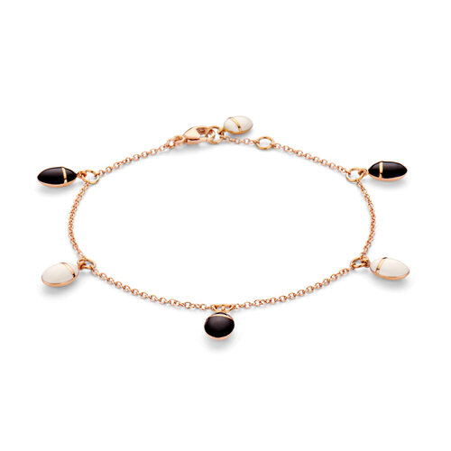 Scarabeo Armband in roségoud,  zwart en wit geëmailleerd Leon Martens Juwelier