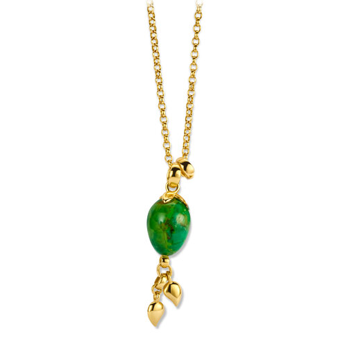 Tamara Comolli Belchor collier in geelgoud met groene turquoise hanger Leon Martens Juwelier