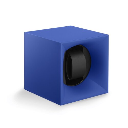 Swiss Kubik Startbox watch winder in blauw ABS kunststof Leon Martens Juwelier