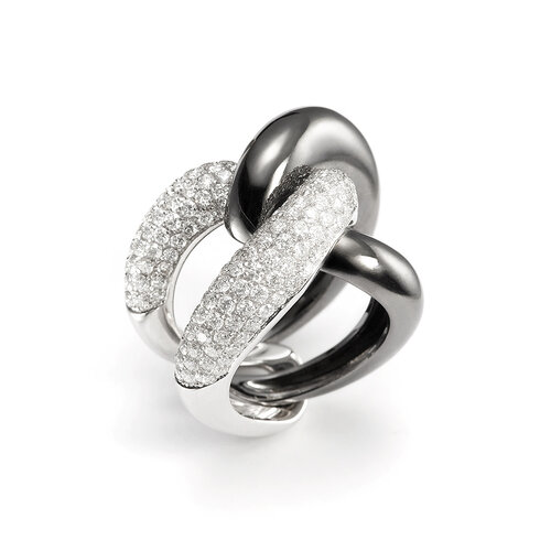 Mattioli Yin Yang ring in witgoud met diamant Leon Martens Juwelier