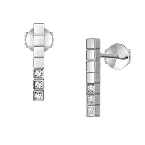 Chopard Ice Cube Pure oorsieraden in witgoud met diamant Leon Martens Juwelier