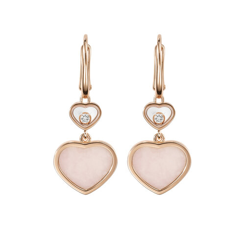 Chopard Happy Hearts oorsieraden in roségoud met roze opaal en diamant Leon Martens Juwelier