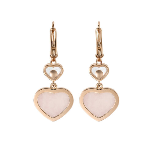 Chopard Happy Hearts oorsieraden in roségoud met roze opaal en diamant Leon Martens Juwelier