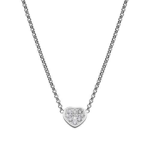 Chopard Happy Hearts collier in witgoud met diamant Leon Martens Juwelier