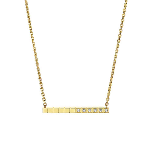 Chopard Ice Cube collier in geelgoud met diamant Leon Martens Juwelier