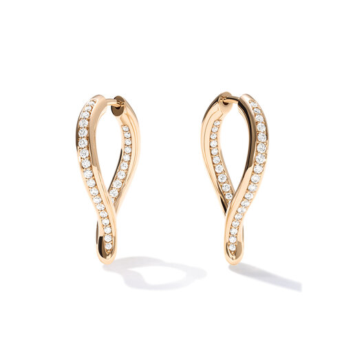 Tamara Comolli Signature Hoop Twisted Drop oorhangers in roségoud met diamant Leon Martens Juwelier