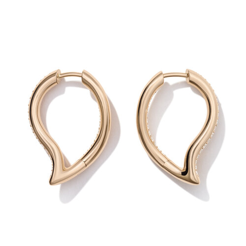 Tamara Comolli Signature Hoop Twisted Drop oorhangers in roségoud met diamant Leon Martens Juwelier