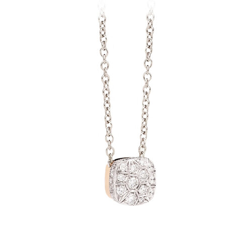 Pomellato Nudo Solitaire collier in rosé- en witgoud met diamant Leon Martens Juwelier Pomellato Nudo Solitaire collier in rosé- en witgoud met diamant Leon Martens Juwelier