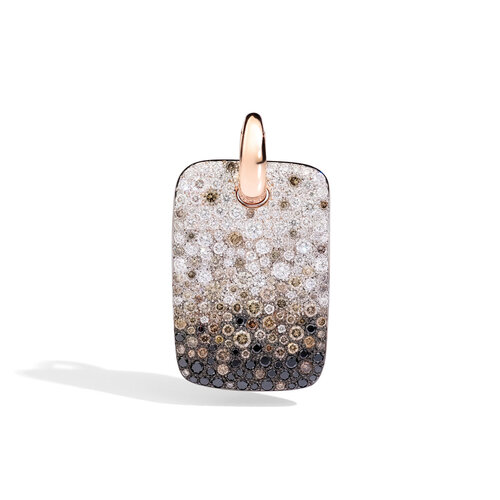 Pomellato Sabbia hanger in roségoud met witte, bruine en zwarte diamant Leon Martens Juwelier