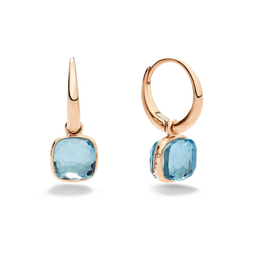 Pomellato Nudo Mini oorsieraden in roségoud met blauwe topaas Leon Martens Juwelier Pomellato Nudo Mini oorsieraden in roségoud met blauwe topaas Leon Martens Juwelier