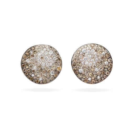 Pomellato Sabbia oorknoppen in roségoud met bruine en witte diamant Leon Martens Juwelier