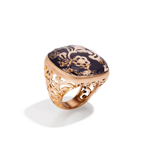 Pomellato Victoria ring in roségoud met git en bergkristal Leon Martens Juwelier