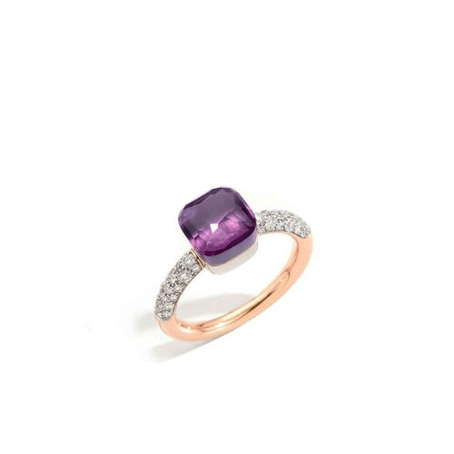Pomellato Nudo Petit ring in rosé- en witgoud met amethist en diamant Leon Martens Juwelier Pomellato Nudo Petit ring in rosé- en witgoud met amethist en diamant Leon Martens Juwelier