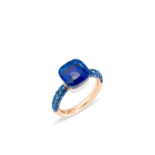 Pomellato Nudo Classic ring in rosé- en witgoud met London topaas en lapis lazuli Leon Martens Juwelier Pomellato Nudo Classic ring in rosé- en witgoud met London topaas en lapis lazuli Leon Martens Juwelier