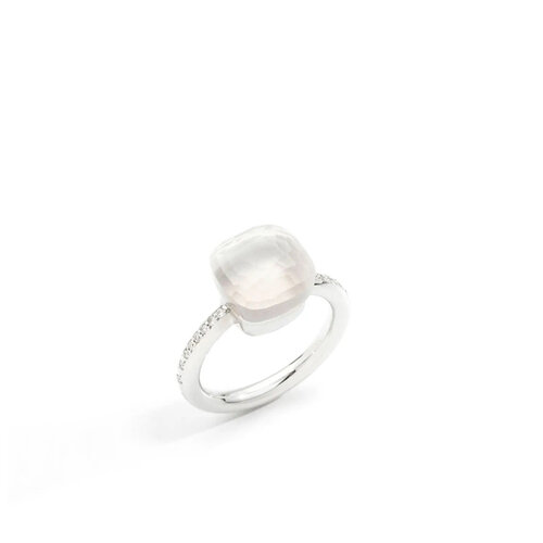Pomellato Nudo ring in witgoud met melkkwarts en diamant Leon Martens Juwelier Pomellato Nudo ring in witgoud met melkkwarts en diamant Leon Martens Juwelier