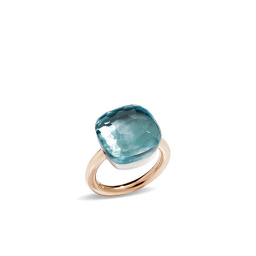 Pomellato Nudo Assoluto ring in rosé- en witgoud met blauwe topaas Leon Martens Juwelier Pomellato Nudo Assoluto ring in rosé- en witgoud met blauwe topaas Leon Martens Juwelier