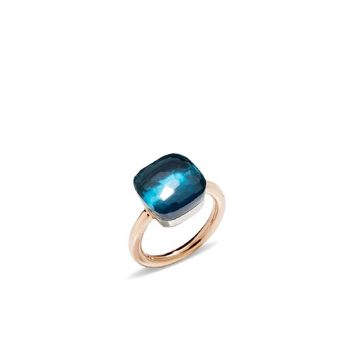 Pomellato Nudo Grande ring in rosé- en witgoud met London topaas Leon Martens Juwelier Pomellato Nudo Grande ring in rosé- en witgoud met London topaas Leon Martens Juwelier