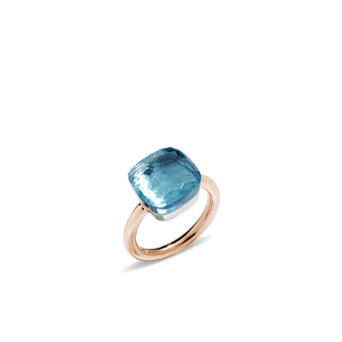 Pomellato Nudo Grande ring in rosé- en witgoud met blauwe topaas Leon Martens Juwelier Pomellato Nudo Grande ring in rosé- en witgoud met blauwe topaas Leon Martens Juwelier