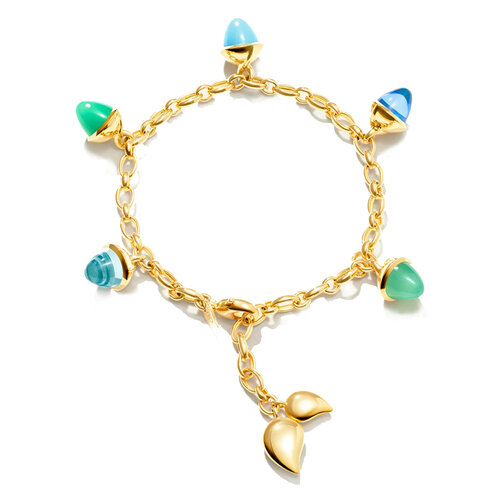 Tamara Comolli Mikado Flamenco armband in geelgoud met chrysopraas, topaas en turkoois Leon Martens Juwelier