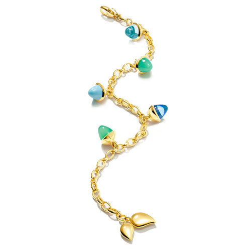 Tamara Comolli Mikado Flamenco armband in geelgoud met chrysopraas, topaas en turkoois Leon Martens Juwelier