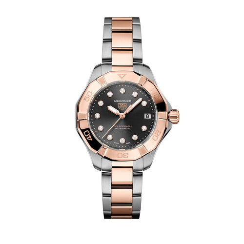 TAG Heuer Aquaracer Professional 200 Solargraph  in staal met roségoud Leon Martens Juwelier