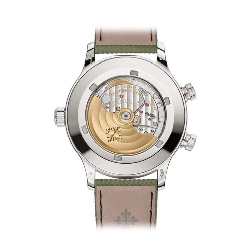 Patek Philippe Complications Calatrava Pilot Travel Time in witgoud Leon Martens Juwelier