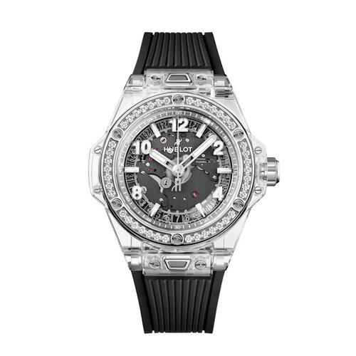 Hublot Big Bang One Click in saffierkristal met staal en diamanten Leon Martens Juwelier