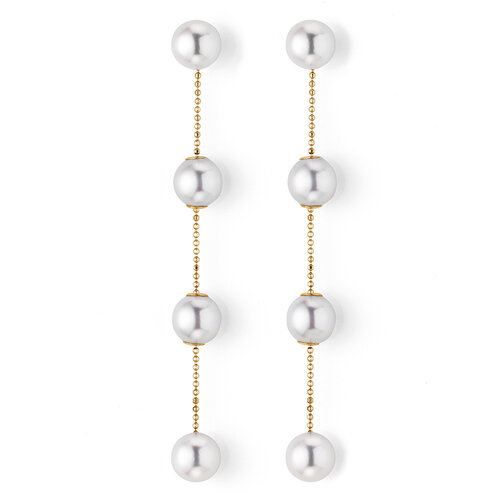 Yana Nesper Transformer oorhangers in geelgoud met Akoya parels Leon Martens Juwelier