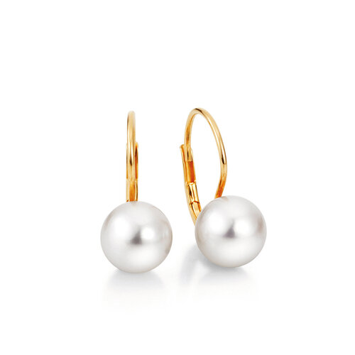 Yana Nesper New Basics oorhangers in geelgoud met Akoya parels Leon Martens Juwelier