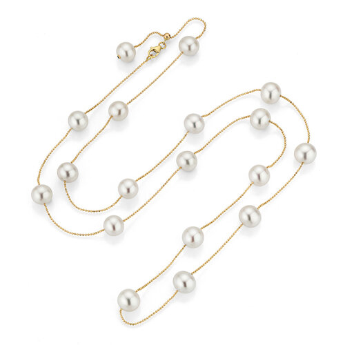 Yana Nesper New Basics collier in geelgoud met zoetwaterparels Leon Martens Juwelier