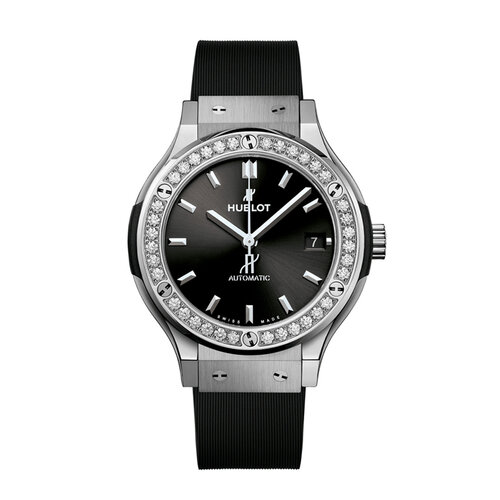 Hublot Classic Fusion in titanium met diamanten Leon Martens Juwelier