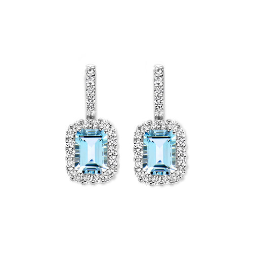 Leon Martens oorhangers in witgoud met aquamarijn en diamanten Leon Martens Juwelier