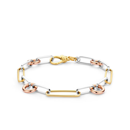 Leon Martens tricolour schakelarmband in geel-, rosé- en witgoud Leon Martens Juwelier