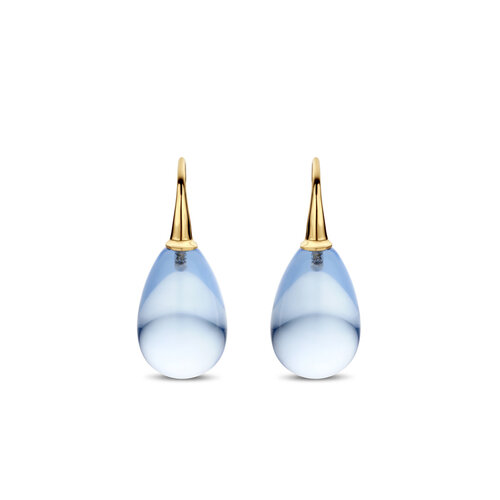 Leon Martens oorsieraden in geelgoud met hydro aquamarijn Leon Martens Juwelier