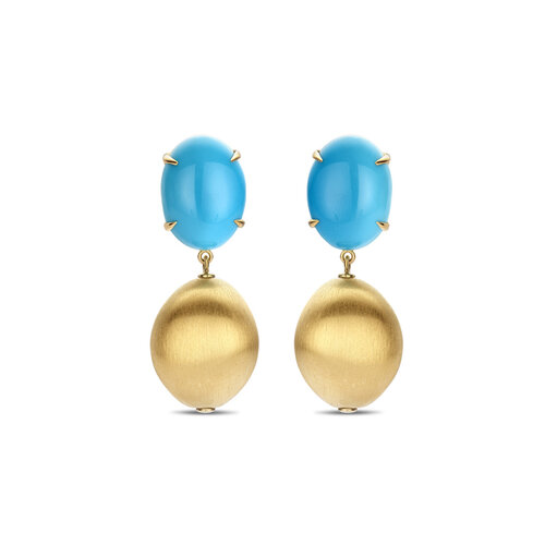 Leon Martens oorsieraden in geelgoud met turkoois Leon Martens Juwelier