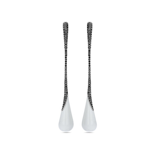 Leon Martens oorsieraden in witgoud met agaat en zwarte diamanten Leon Martens Juwelier