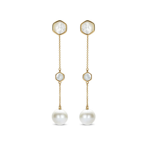Leon Martens oorsieraden in geelgoud met parelmoer en zoetwaterparels Leon Martens Juwelier