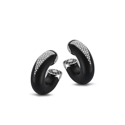 Leon Martens oorsieraden in witgoud met ebbenhout en diamanten Leon Martens Juwelier