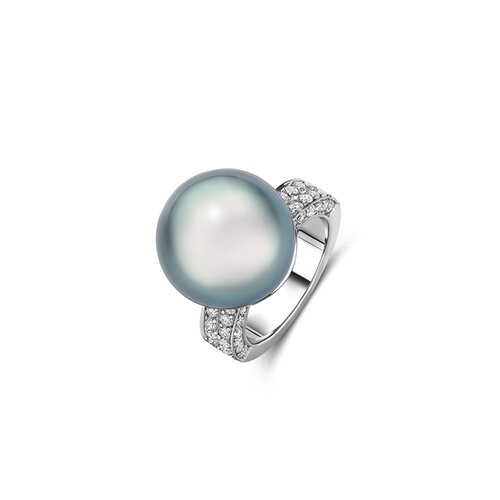 Leon Martens ring in witgoud met Tahiti parel en diamanten Leon Martens Juwelier
