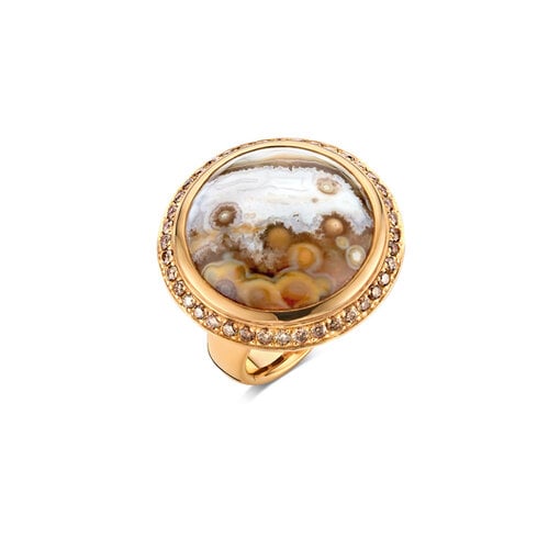 Tamara Comolli Ocean Jasper ring in roségoud met oceaanjaspis en bruine diamanten Leon Martens Juwelier